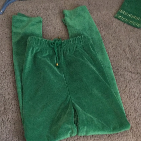 NWOT 2 Piece Set Glitter-scope Green & Gold Metallic Long Sleeve Jogger Set - Picture 6 of 16